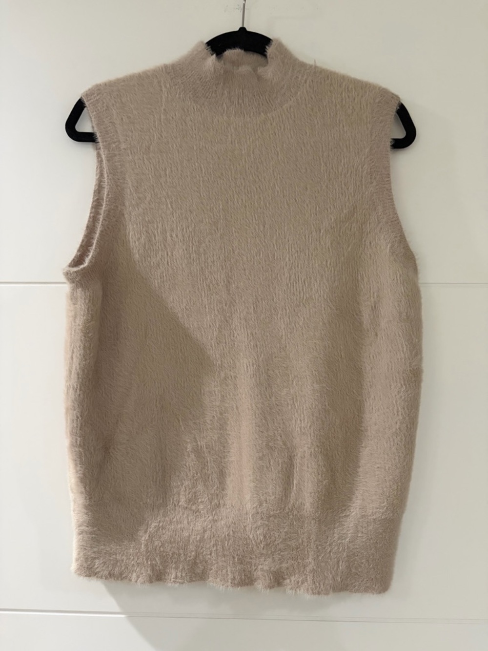 Bailey 44 Sleeveless Fuzzy Knit Mock Neck Tank, Women’s Nude Large Comfortable